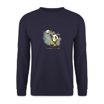 Volleyball Panda Junge Mädchen - Panda beim - Unisex Pullover - Navy - Vorne - Alina (178cm) & Michal (187cm)