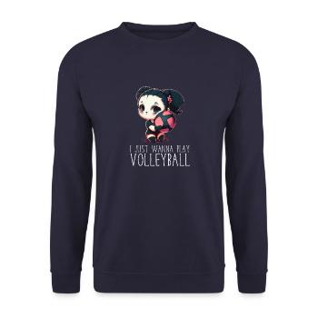 Volleyball Panda Girl - Ich will nur Volleyball - Unisex Pullover - Navy - Vorne - Alina (178cm) & Michal (187cm)