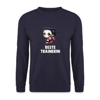 Volleyball Trainerin Panda Mädchen - Volleyball - Unisex Pullover - Navy - Vorne - Alina (178cm) & Michal (187cm)