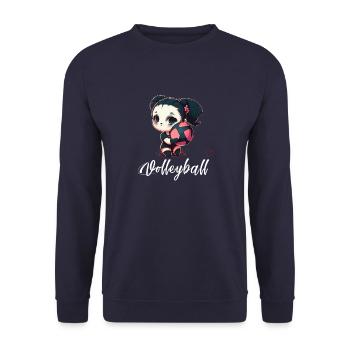 Liebe Volleyball - Niedliches - Unisex Pullover - Navy - Vorne - Alina (178cm) & Michal (187cm)