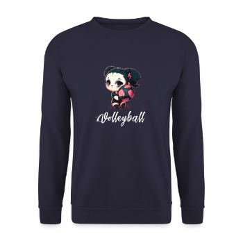 Shibi Volleyball Panda Girl - Liebe Volleyball - Unisex Pullover - Navy - Vorne - Alina (178cm) & Michal (187cm)