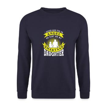 I asked God for an angel, he sent a wise - Unisex Sweatshirt - navy - Front - Alina (178cm) & Michal (187cm)