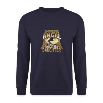I asked God for an angel, he sent a wise - Unisex Sweatshirt - navy - Front - Alina (178cm) & Michal (187cm)