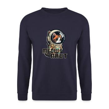 Meownaut astronaut cat for cat daddy - Unisex Sweatshirt - navy - Front - Alina (178cm) & Michal (187cm)