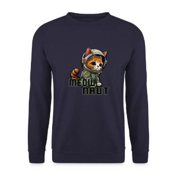 Meownaut astronaut cat for cat daddy - Unisex Sweatshirt - navy - Front - Alina (178cm) & Michal (187cm)