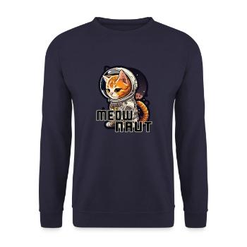 Meownaut astronaut cat for cat daddy - Unisex Sweatshirt - navy - Front - Alina (178cm) & Michal (187cm)