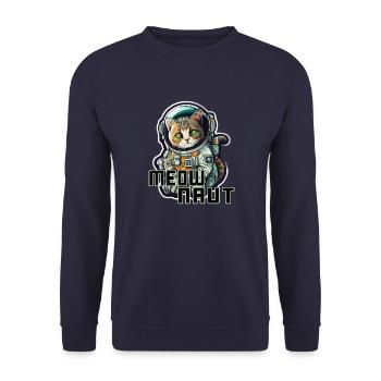 Meownaut astronaut cat for cat daddy - Unisex Sweatshirt - navy - Front - Alina (178cm) & Michal (187cm)