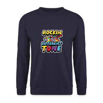 Rocking to A Different Tune Musiker Musikliebhaber - Unisex Pullover - Navy - Vorne - Alina (178cm) & Michal (187cm)