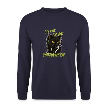 C’est bien Tout est bon Drôle de chat - Sweat-shirt Unisexe - marine - Devant - Alina (178cm) & Michal (187cm)