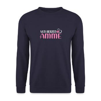 Von Herzen Amme Geburtshelferin Hebamme - Unisex Pullover - Navy - Vorne - Alina (178cm) & Michal (187cm)