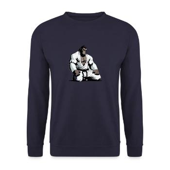 Starker Karate-Gorilla im Gi - Japan Karateka - Unisex Pullover - Navy - Vorne - Alina (178cm) & Michal (187cm)