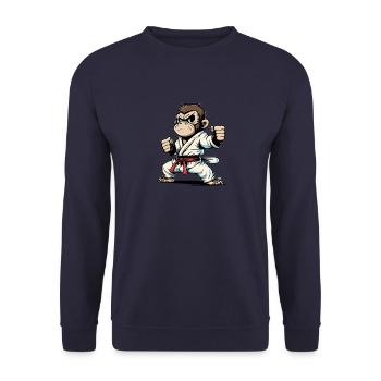 Wütender Karate-Affe Keikogi - Japanischer - Unisex Pullover - Navy - Vorne - Alina (178cm) & Michal (187cm)