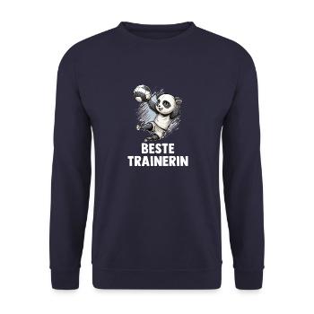 Volleyball Trainerin Panda - Volleyball Coach - Unisex Pullover - Navy - Vorne - Alina (178cm) & Michal (187cm)