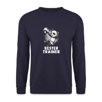 Volleyball Trainer - Süßer Panda Volleyball - Unisex Pullover - Navy - Vorne - Alina (178cm) & Michal (187cm)