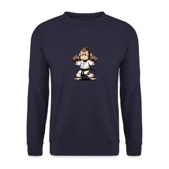 Anime Monkey In Judo Gi - Japanese Martial Arts - Unisex Pullover - Navy - Vorne - Alina (178cm) & Michal (187cm)