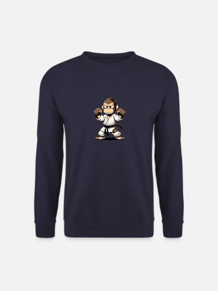 Anime Monkey In Judo Gi - Japanese Martial Arts - Unisex Pullover - Navy