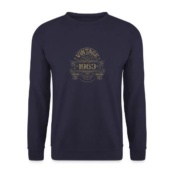 Vintage 1963 Geburtstag Sprüche Ornamente - Unisex Pullover - Navy - Vorne - Alina (178cm) & Michal (187cm)