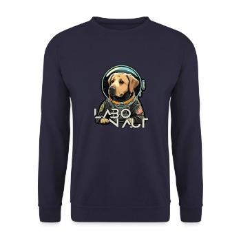 LabbiNaut Labrador Astronauten Hundepapa - Unisex Pullover - Navy - Vorne - Alina (178cm) & Michal (187cm)