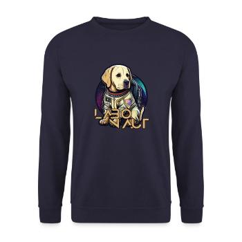 LabbiNaut Labrador Astronauten Hundepapa - Unisex Pullover - Navy - Vorne - Alina (178cm) & Michal (187cm)