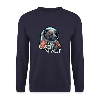 LabbiNaut Labrador Astronauten Hundepapa - Unisex Pullover - Navy - Vorne - Alina (178cm) & Michal (187cm)