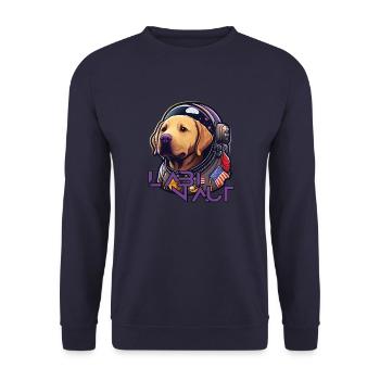 LabbiNaut Labrador Astronauten Hundepapa - Unisex Pullover - Navy - Vorne - Alina (178cm) & Michal (187cm)