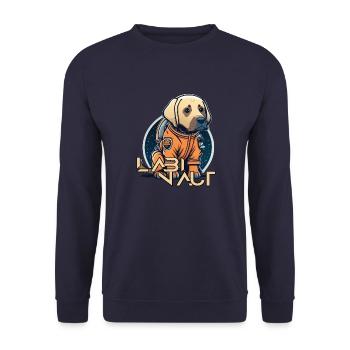 LabbiNaut Labrador Astronaute Papa chien - Sweat-shirt Unisexe - marine - Devant - Alina (178cm) & Michal (187cm)