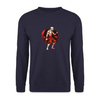 Aggressiv MMA Kämpfer - Cage Fighter Free Fighting - Unisex Pullover - Navy - Vorne - Alina (178cm) & Michal (187cm)
