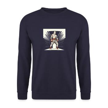 MMA und Boxen Old Man - Käfig und Freikampf Boxing - Unisex Pullover - Navy - Vorne - Alina (178cm) & Michal (187cm)