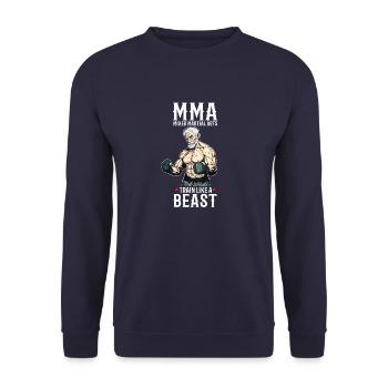 MMA Trainieren wie eine Bestie - Cage Fighter Free - Unisex Pullover - Navy - Vorne - Alina (178cm) & Michal (187cm)