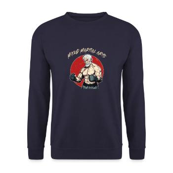 Cage Fighter Dad - MMA Alter Mann - Unisex Pullover - Navy - Vorne - Alina (178cm) & Michal (187cm)