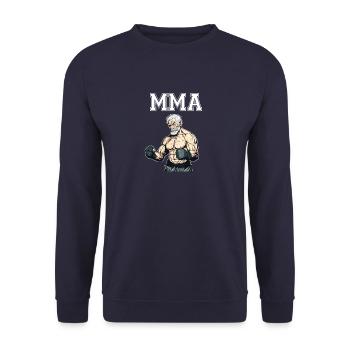 Papa MMA Kämpfer - Käfig Kämpfer Free Fighting - Unisex Pullover - Navy - Vorne - Alina (178cm) & Michal (187cm)