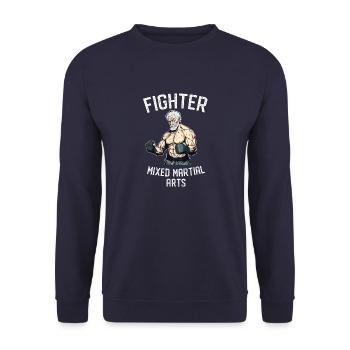 Kämpfer MMA Mann - Cage Fighter Free Fighting - Unisex Pullover - Navy - Vorne - Alina (178cm) & Michal (187cm)