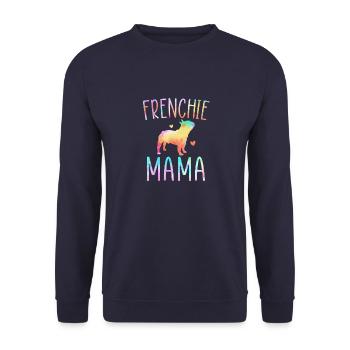 Frenchie Mama Krawatte Färbung Französisch Bulldogge Hund Mama - Unisex Pullover - Navy - Vorne - Alina (178cm) & Michal (187cm)