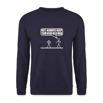 Funny stick figure - Unisex Sweatshirt - navy - Front - Alina (178cm) & Michal (187cm)