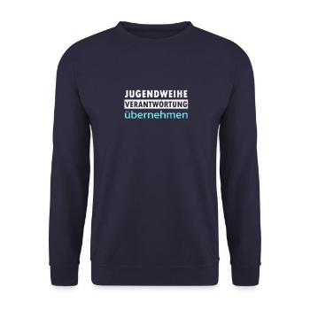 Jungendweihe bedeutet Verantwortung zu übernehmen - Unisex Pullover - Navy - Vorne - Alina (178cm) & Michal (187cm)