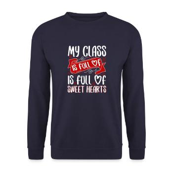 Ma classe est pleine de cœurs - Sweat-shirt Unisexe - marine - Devant - Alina (178cm) & Michal (187cm)