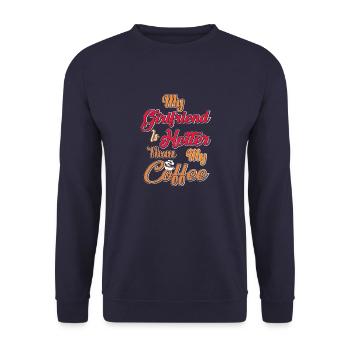 Ma copine est plus chaude que mon café - Sweat-shirt Unisexe - marine - Devant - Alina (178cm) & Michal (187cm)
