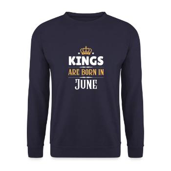 Kings are born in June - Unisex Sweatshirt - navy - Front - Alina (178cm) & Michal (187cm)