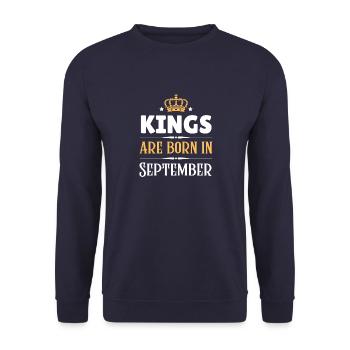 Kings are born in September - Unisex Sweatshirt - navy - Front - Alina (178cm) & Michal (187cm)