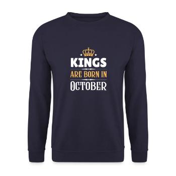 Kings are born in October - Unisex Sweatshirt - navy - Front - Alina (178cm) & Michal (187cm)