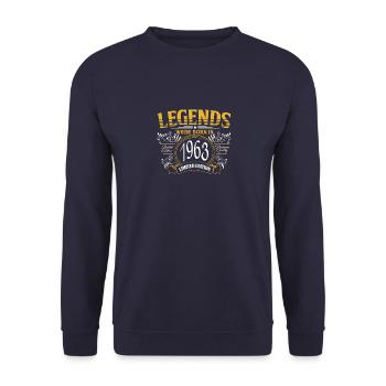 Des légendes sont nées en 1963 - Sweat-shirt Unisexe - marine - Devant - Alina (178cm) & Michal (187cm)