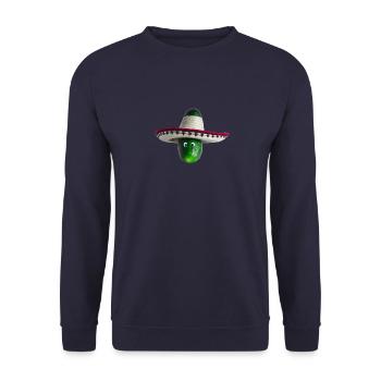 Concombre avec chapeau mexicain et yeux bleus - Sweat-shirt Unisexe - marine - Devant - Alina (178cm) & Michal (187cm)