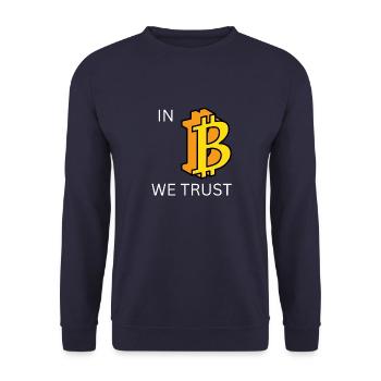 In Bitcoin we Trust - Unisex Pullover - Navy - Vorne - Alina (178cm) & Michal (187cm)