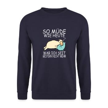 Alpaka So müde wie heute - Unisex Pullover - Navy - Vorne - Alina (178cm) & Michal (187cm)