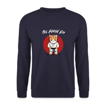 Niedlicher Taekwondo Tiger - Lustige TKD - Unisex Pullover - Navy - Vorne - Alina (178cm) & Michal (187cm)