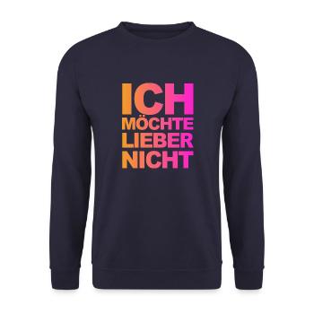 Bartleby der Schreiber - Ich möchte lieber nicht - Unisex Pullover - Navy - Vorne - Alina (178cm) & Michal (187cm)