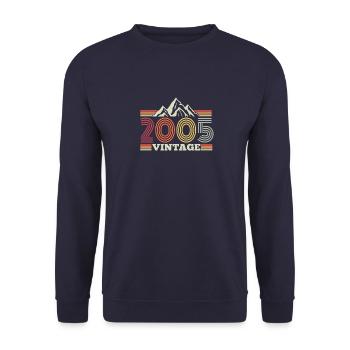2005 Birthday Mountains Hiking Climbing Camping - Unisex Sweatshirt - navy - Front - Alina (178cm) & Michal (187cm)