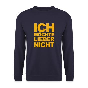Bartleby der Schreiber - Ich möchte lieber nicht - Unisex Pullover - Navy - Vorne - Alina (178cm) & Michal (187cm)