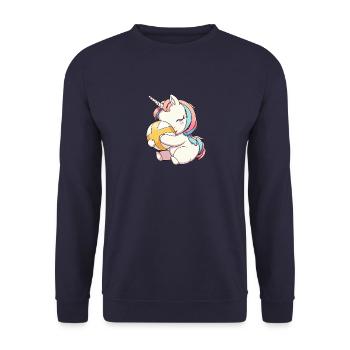 Niedliches Einhorn und Volleyball - Servieren Sie - Unisex Pullover - Navy - Vorne - Alina (178cm) & Michal (187cm)
