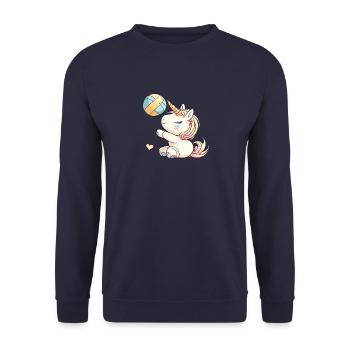 Einhorn-Volleyball-Mädchen - Ein Spiel wie aus dem - Unisex Pullover - Navy - Vorne - Alina (178cm) & Michal (187cm)